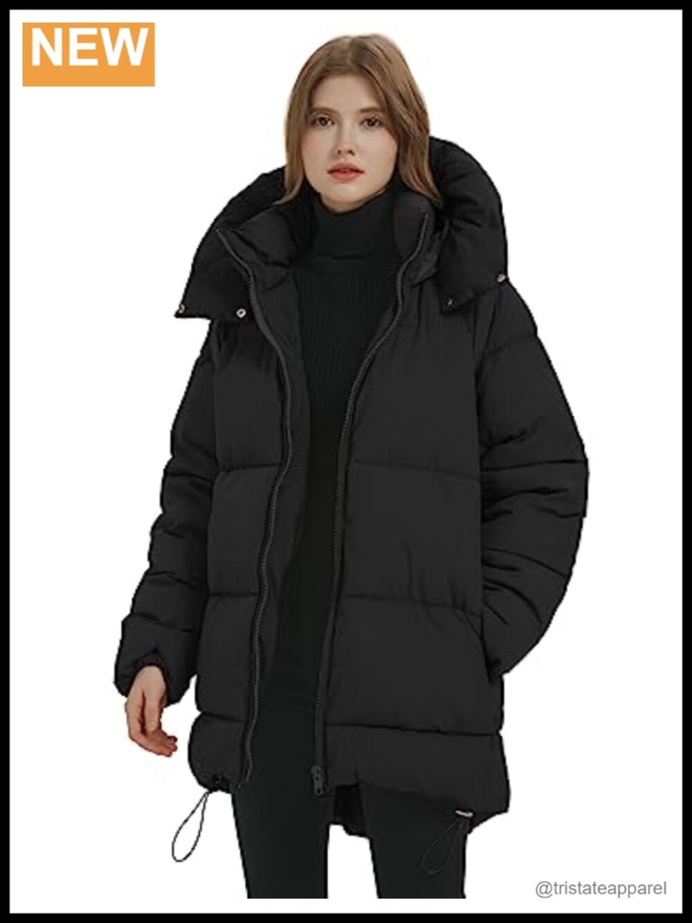 Women's Mid-Length Puffer Hooded Jacket Winter Padded Warm Coat